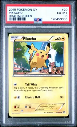 2015 POKEMON XY ROARING SKIES #20 PIKACHU PSA 6 - Image 1