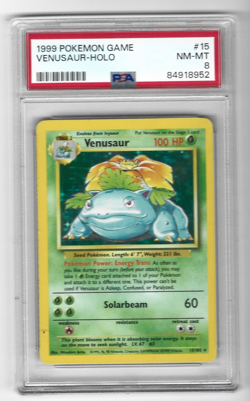 1999 Pokemon Base Set Unlimited #15 Venusaur Holo PSA 8 NM-MT - Image 1