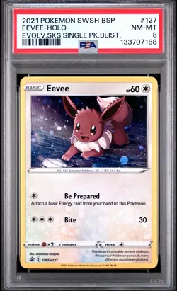 2021 POKEMON SWSH BLACK STAR PROMO #127 EEVEE-HOLO PSA 8 - Image 1