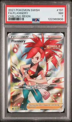 2021 POKEMON SWORD & SHIELD CHILLING REIGN #191 FULL ART/FLANNERY PSA 7 - Image 1