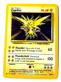 ZAPDOS 16/102 BASE SET 1999 POKEMON HOLO CARD LP CARD - Image 1