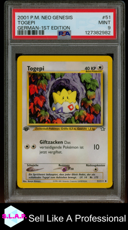 TOGEPI GERMAN-1ST EDITION POKEMON GERMAN NEO GENESIS 2001 51 PSA 9 - Image 1