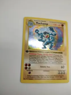 1999 Pokemon MACHAMP 1st Edition Shadowless Base Set Holo #8 8/102 LP - Image 2