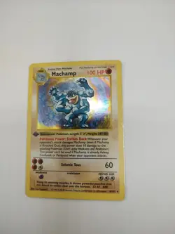 1999 Pokemon MACHAMP 1st Edition Shadowless Base Set Holo #8 8/102 LP - Image 3