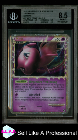 MEW POKEMON 97 2010 HEARTGOLD SOULSILVER TRIUMPHANT PRIME HOLO GER BGS 8.5 - Image 1