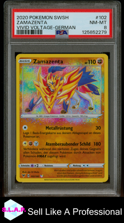 ZAMAZENTA VIVID VOLTAGE-GER POKEMON SWORD & SHIELD VIVID VOLTAGE 2020 102 PSA 8 - Image 1