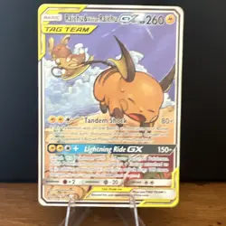 Pokemon Raichu & Alolan Raichu GX TAG TEAM Ultra Rare Full Art Holo 221/236 Uni. - Image 1