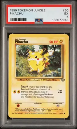 1999 POKEMON JUNGLE #60 PIKACHU PSA 5 - Image 1