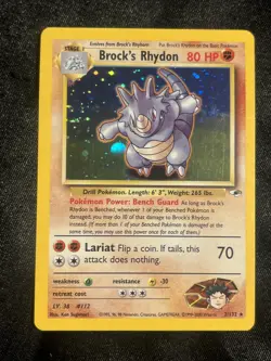 Pokemon TCG Brock's Rhydon Gym Heroes 2/132 Holo Unlimited Rare MP/LP Condition - Image 1