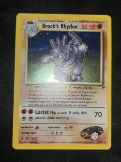 Pokemon TCG Brock's Rhydon Gym Heroes 2/132 Holo Unlimited Rare MP/LP Condition - Image 2
