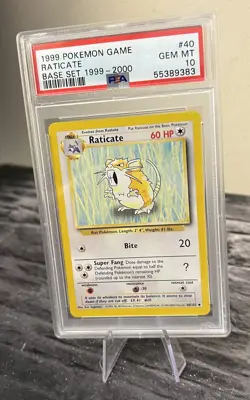 1999 POKEMON BASE SET 1999-2000 “4TH PRINT” #40 RATICATE PSA 10 - Image 2