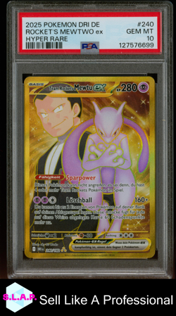 ROCKET'S MEWTWO EX HYPER RARE POKEMON GER DRI DE-DESTINED RIVALS 2025 240 PSA 10 - Image 1