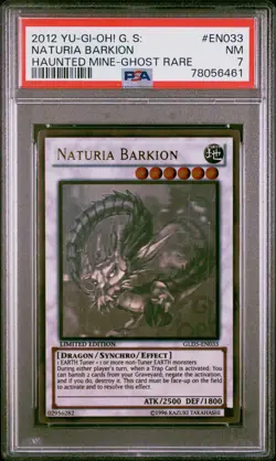 Yugioh Naturia Barkion GLD5-EN033 Ghost Rare PSA 7 - Image 1