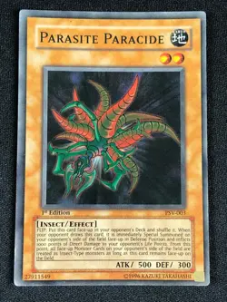 YUGIOH PARASITE PARACIDE PSV-003 1ST SUPER HP/CREASES - Image 1