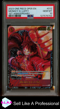 MONKEY D. LUFFY 1ST ANN. ONE PIECE OP05-AWAKENING OF THE NEW ERA 2023 012 PSA 10 - Image 1