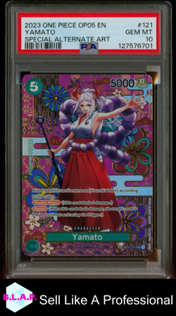 YAMATO SPECI4L ALT ART ONE PIECE OP05-AWAKENING OF THE NEW ERA 2023 121 PSA 10 - Image 1