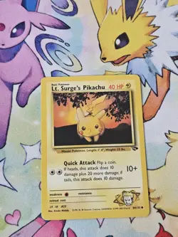 LT. SURGES PIKACHU - 84/132 - GYM CHALLENGE - POKEMON CARD - LP - Image 1
