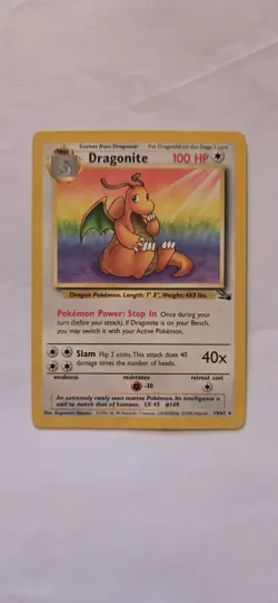 Pokemon TCG Dragonite Fossil Card 19/62 Unlimited Non-Holo Rare - Image 1