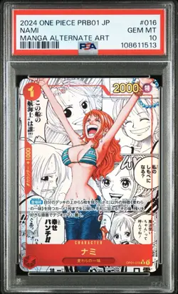 PSA 10 One Piece Card Nami OP01-016 Manga Rare Alt Art The Best Japanese PRB-01 - Image 1
