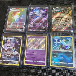pokemon lot of 6 cards Lycanroc rainbow vmax Mewtwo and more - Image 1