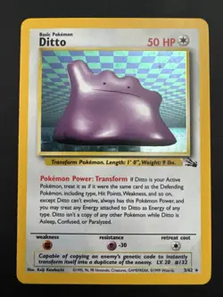 Pokemon TCG Ditto Rare Holo Card 3/62 Fossil - Image 1
