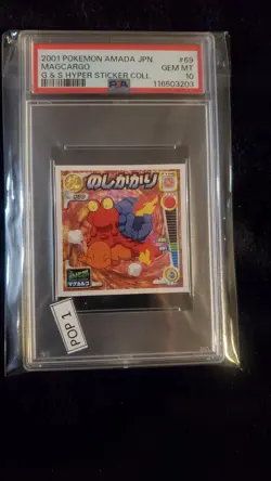 ​PSA 10 POP 1 2001 Pokemon Japanese Amada Hyper Sticker Magcargo #69 GEM MINT - Image 1