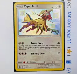 Type: Null SHINY HOLO RARE card SV45/SV94 Sun & Moon Hidden Fates 2019 Pokemon - Image 1