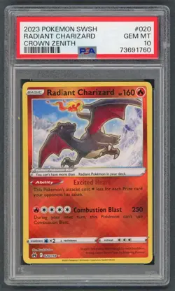 Pokemon Cards - PSA 10 Radiant Charizard 020/159 - Crown Zenith - GEM MT - PSA10 - Image 1