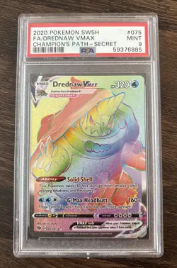 PSA 9 Drednaw VMAX 075/073 Champion's Path Secret Rare FA Holo Pokemon 2020 - Image 1
