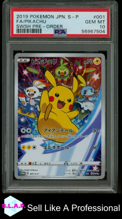 FA/PIKACHU SWSH PRE-ORDER POKEMON JAPANESE S PROMO 2019 001 PSA 10 - Image 1