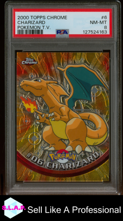 CHARIZARD POKEMON T.V. TOPPS CHROME POKEMON T.V. 2000 6 PSA 8 - Image 1