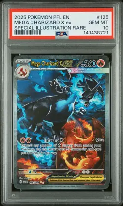 2025 POKEMON PFL EN-PHANTASMAL FLAMES #125 MEGA CHARIZARD X EX PSA 10 - Image 1
