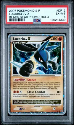 2007 POKEMON DIAMOND & PEARL BLACK STAR PROMO HOLO #DP12 LUCARIO LV.X PSA 6 - Image 1