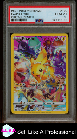 FA/PIKACHU CROWN ZENITH POKEMON SWORD AND SHIELD CROWN ZENITH 2023 160 PSA 10 - Image 1