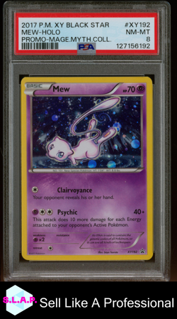 MEW-HOLO PROMO-MAGE.MYTH.COLL. POKEMON XY BLACK STAR PROMO 2017 XY192 PSA 8 - Image 1