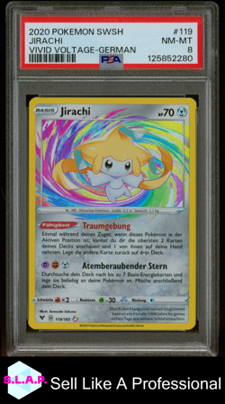 JIRACHI VIVID VOLTAGE-GERMAN POKEMON SWORD & SHIELD VIVID VOLTAGE 2020 119 PSA 8 - Image 1