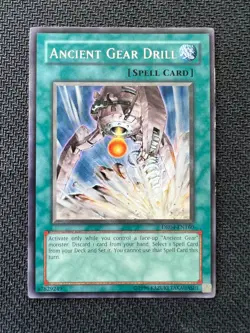 Yugioh Ancient Gear Drill Unlimited Edition Rare DR04-EN160 LP - Image 1
