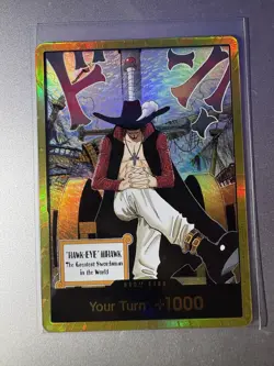 DON!! Card Gold Frame Mihawk OP14 ONE PIECE NM English the azure sea’s seven - Image 1