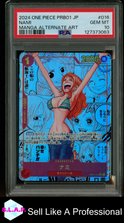 NAMI MANGA ALT ART ONE PIECE JAP PRB01-PREMIUM BOOSTER 2024 016 PSA 10 - Image 1