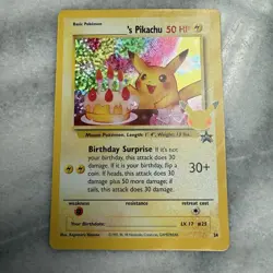 Happy Birthday Pikachu Holo 24 Celebrations Birthday Pokemon Card NM - Image 1