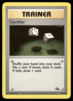 Pokemon Cards Gambler 60/62 UNLIMITED Fossil WOTC Common NM - Image 1