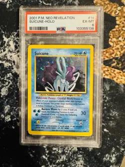 Pokemon TCG Suicune Holo Rare Card 14/64 Neo Revelation PSA 6 - Image 1