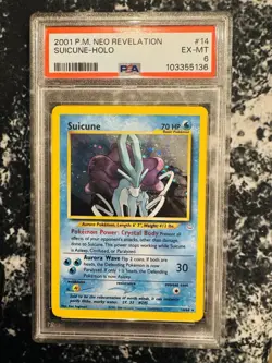 Pokemon TCG Suicune Holo Rare Card 14/64 Neo Revelation PSA 6 - Image 2