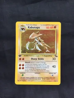 Pokemon Cards: 1st Edition Fossil Rare Holo: Kabutops 9/62 - Image 1