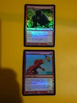 Flametongue Kavu & Kird Ape FNM dci foil promo Magic the Gathering 2 Card. - Image 1