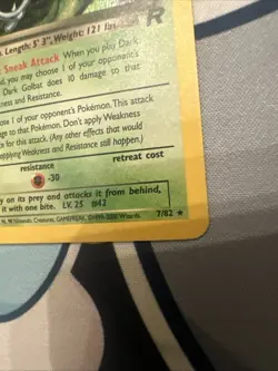 Pokemon Dark Golbat Holo Rare TCG Card 7/82 Unlimited LP Vintage - Image 5