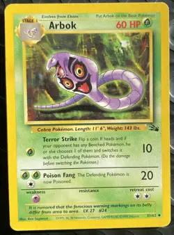 Arbok 31/62 Fossil Set Original Vintage Pokemon Card Regular Unlimited - Image 1
