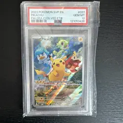 2023 POKEMON SVP EN-SV BLACK STAR PROMO #027 PIKACHU PALDEA EVOLVED ETB PSA 10 - Image 1