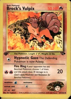 Brock's Vulpix 1st Edition 37/132 Common WOTC Gym Challenge Pokemon - Image 1