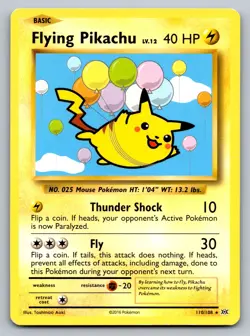 Pokemon Flying Pikachu Secret Rare XY - Evolutions 110/108 LP - Image 1
